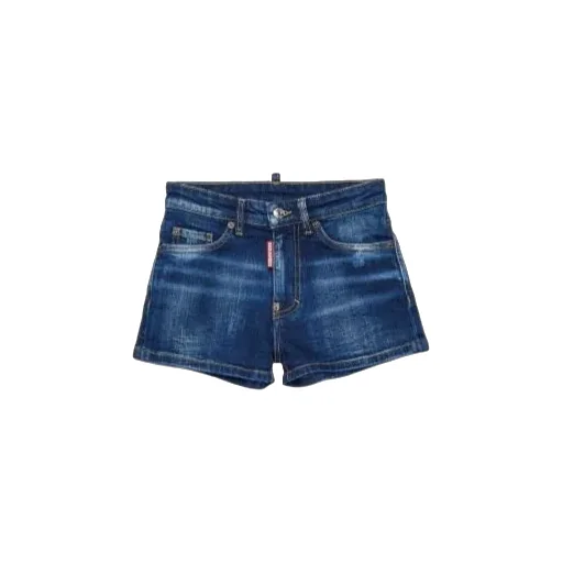 Dsquared2 Kids Logo-Patch Distressed Denim Shorts