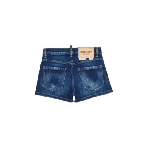 Dsquared2 Kids Logo-Patch Distressed Denim Shorts