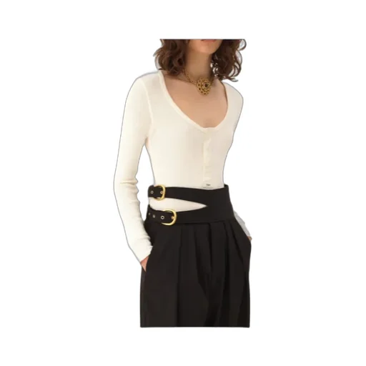 Chloé Scoop-Neck Henley Sweater