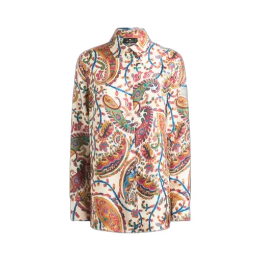 Silk Twill Shirt With Floral Paisley Motif