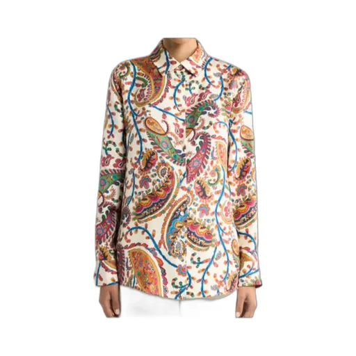 Silk Twill Shirt With Floral Paisley Motif