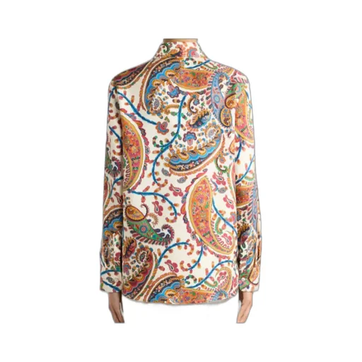 Silk Twill Shirt With Floral Paisley Motif