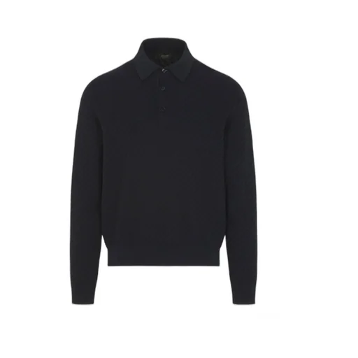 Brioni Interwoven-Knit Long-Sleeved Polo Shirt