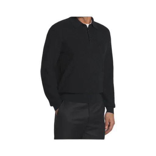 Brioni Interwoven-Knit Long-Sleeved Polo Shirt
