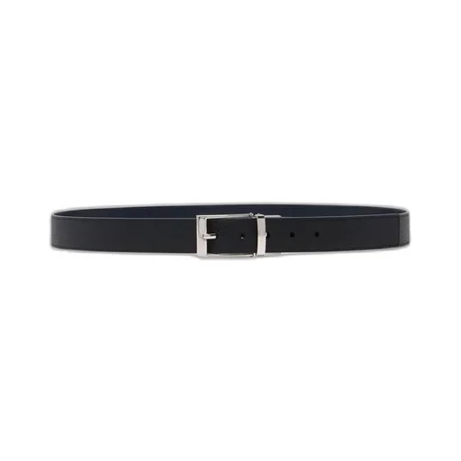 Reversible And Adjustable Belt In Black Leather