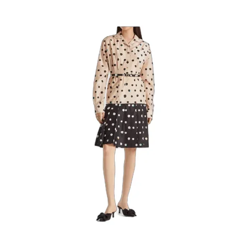 Fendi Falena Dots Printed Beted Midi Shirt Dress