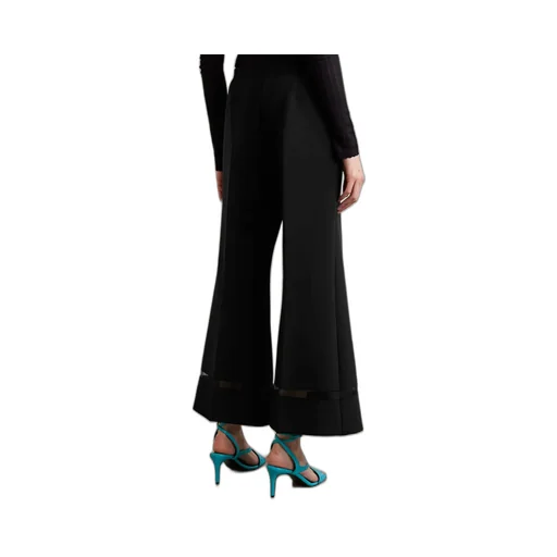 Wallace Organza-Trimmed Crepe Wide-Leg Pants