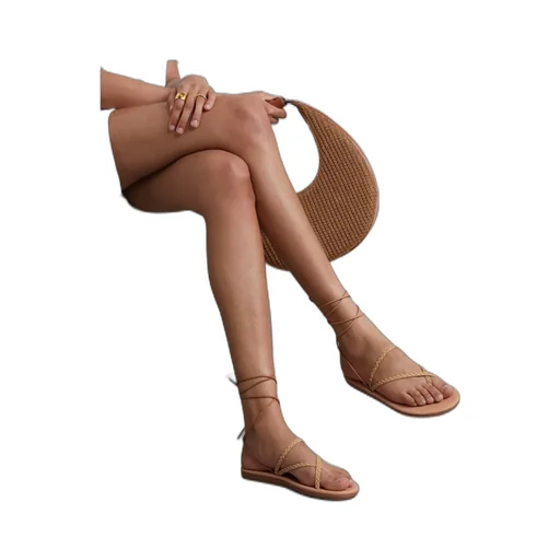 Round-Toe Flat Sandals