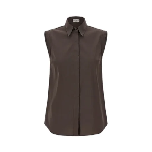 Brunello Cucinelli Sleeveless Curved Hem Shirt