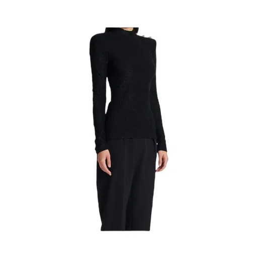Balmain High Neck Monogram-Pattern Top
