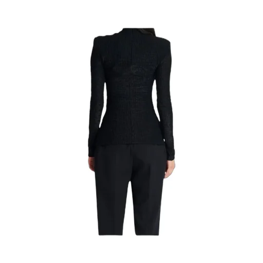Balmain High Neck Monogram-Pattern Top