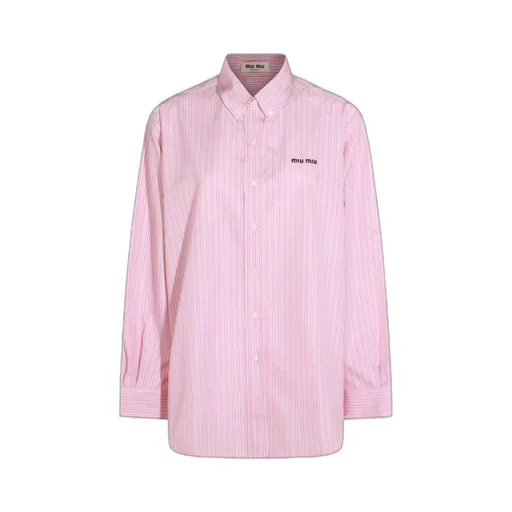 Miu Miu Logo-Embroidered Striped Shirt