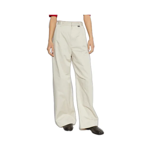 Mm6 Maison Margiela Wide-Leg Logo Patch Trousers