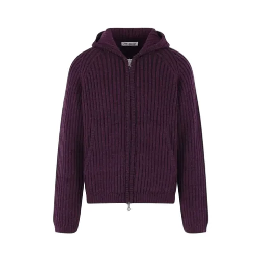 Ribbed Hooded Knit Cardigan