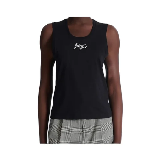 Balmain Brushed Logo Printed Relaxed Tank Top