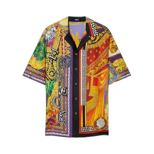 Buttoned Graphic-Print Shirt