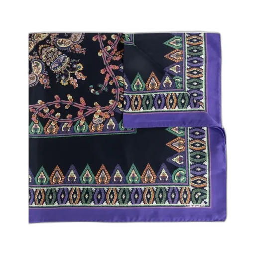 Silk Scarf With Geometric And Medallion Motif