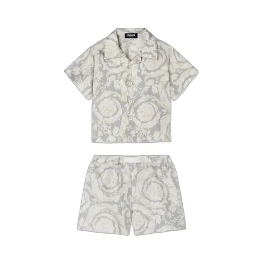 Versace Kids Barocco Printed Polo Shirt And Shorts Set