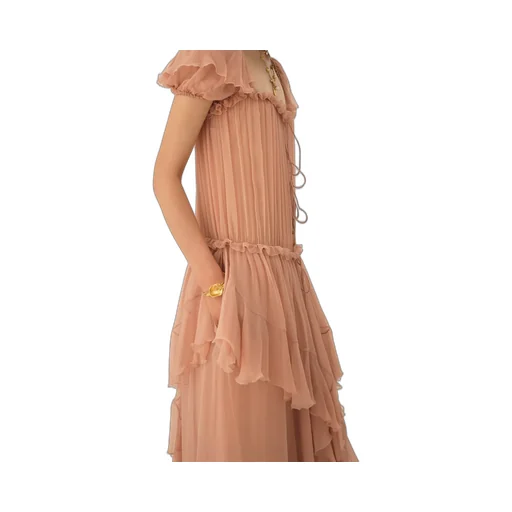 Chloé Gathered Ruffled Maxi Dress
