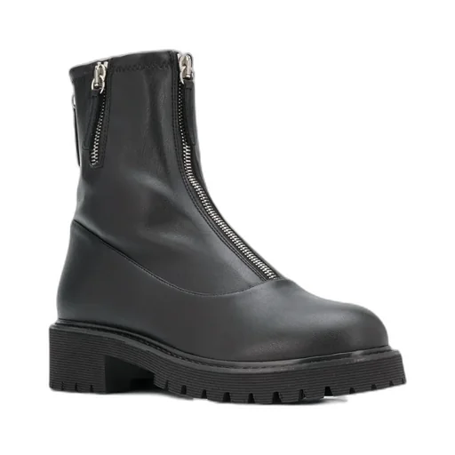 Front Zipper And Ankle Boots