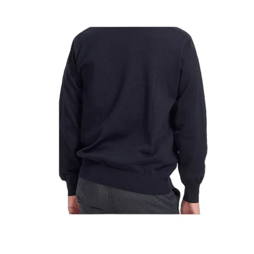 Navy Blue Round-Neck Logo Pullover