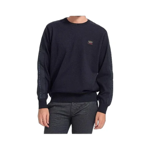 Navy Blue Round-Neck Logo Pullover