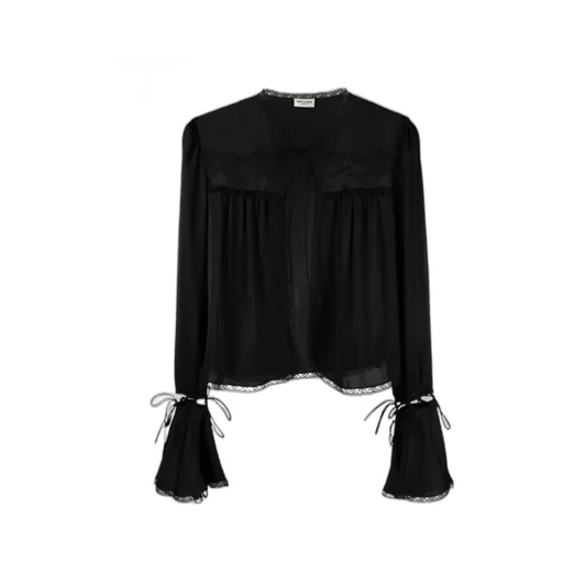 Lace-Detail Silk Blouse