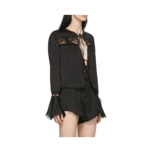 Lace-Detail Silk Blouse