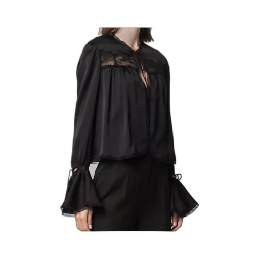 Lace-Detail Silk Blouse