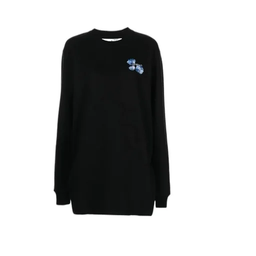 Off-White Floral Print Sweater Dress