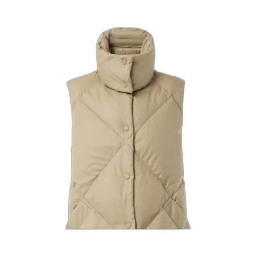 Funnel-Neck Quilted Long Gilet