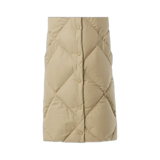 Funnel-Neck Quilted Long Gilet