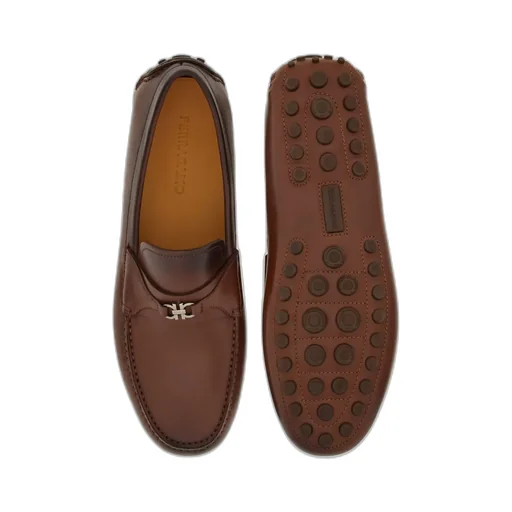 Salvatore Ferragamo Gancini Plaque Slip-On Loafers