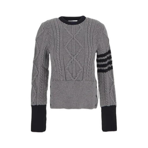 Thom Browne Signature 4-Bar Stripe Crewneck Pullover