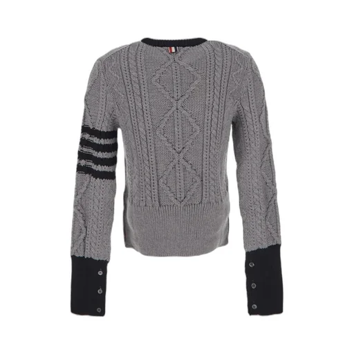 Thom Browne Signature 4-Bar Stripe Crewneck Pullover