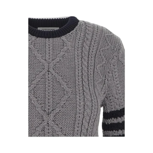 Thom Browne Signature 4-Bar Stripe Crewneck Pullover
