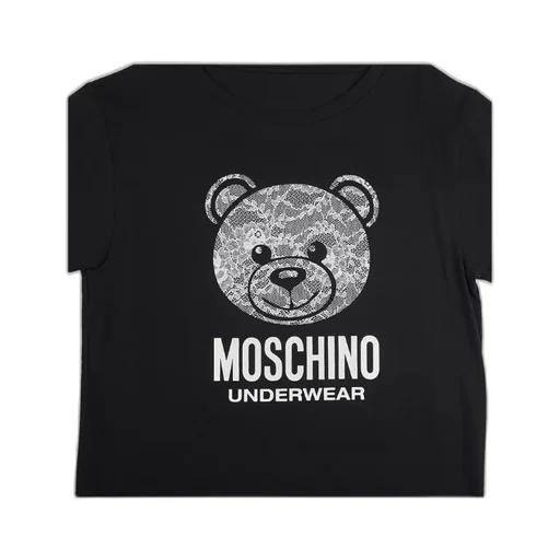 Black Lace Bear Logo Printed T-Shirt Dress