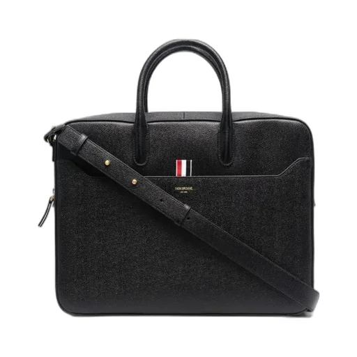 Thom Browne Logo-Print Top Handle Laptop Bag