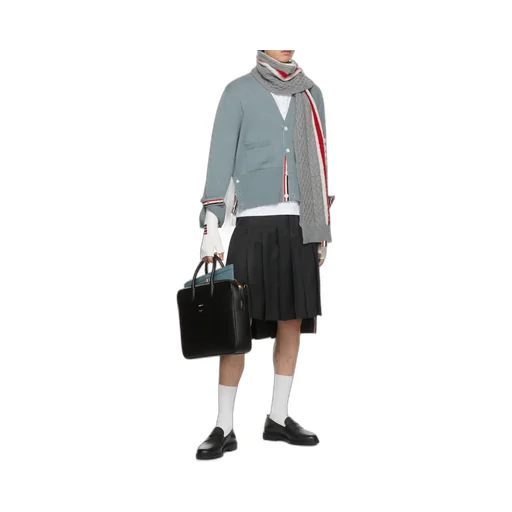 Thom Browne Logo-Print Top Handle Laptop Bag