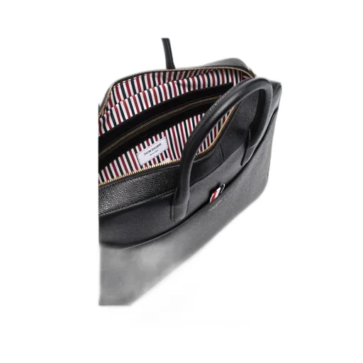 Thom Browne Logo-Print Top Handle Laptop Bag