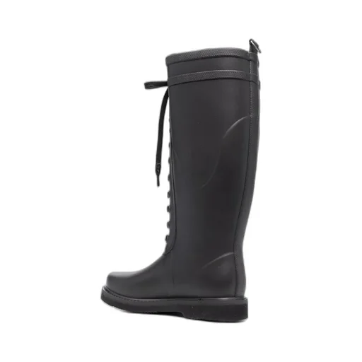 Slogan-Print Metallic Rubber Boots