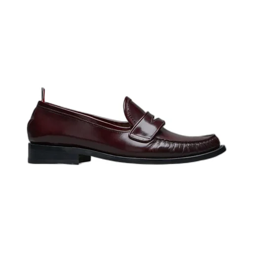 Pleated Leather Penny Loafers