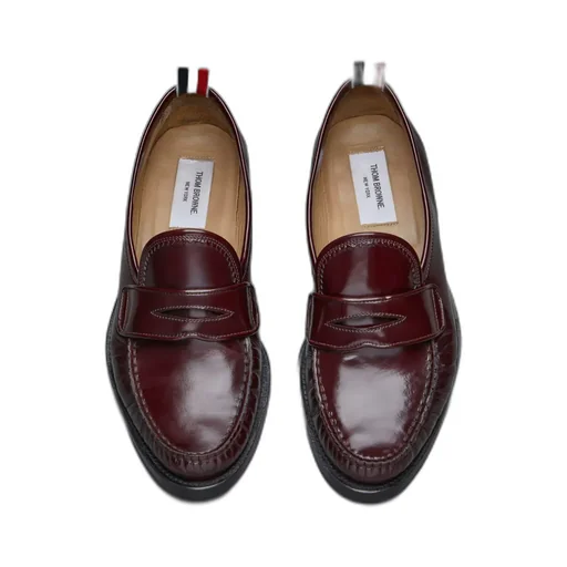 Pleated Leather Penny Loafers