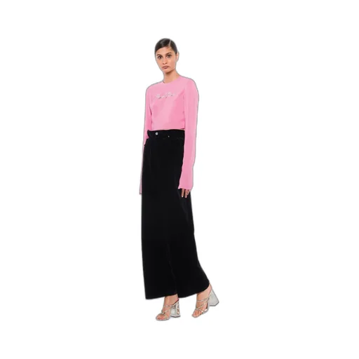 Sequinned-Logo Georgette Cropped Top