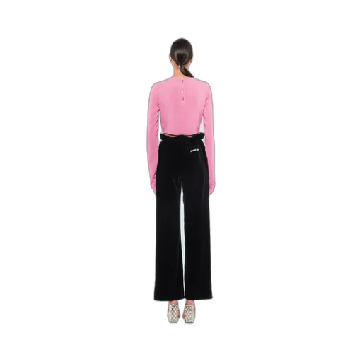 Sequinned-Logo Georgette Cropped Top