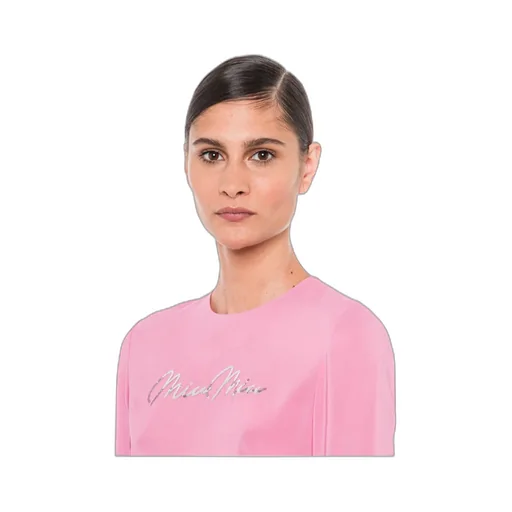 Sequinned-Logo Georgette Cropped Top
