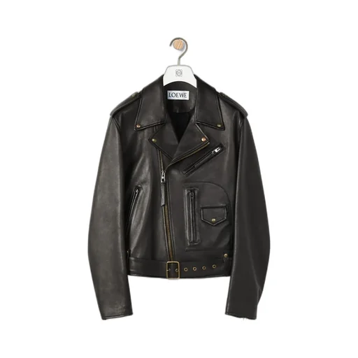 Loewe Zip-Up Long Sleeved Leather Biker Jacket