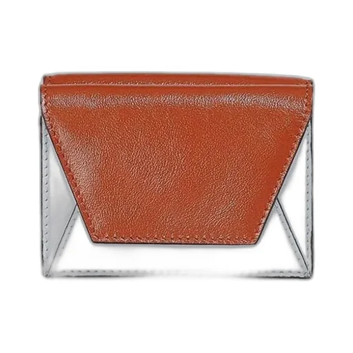 White And Beige Leather Tri-Fold Wallet
