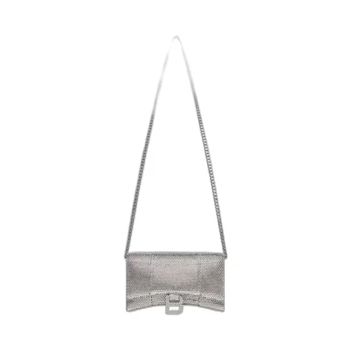 Portafoglio Hourglass Con Catena Con Strass Da Donna In Grigio
