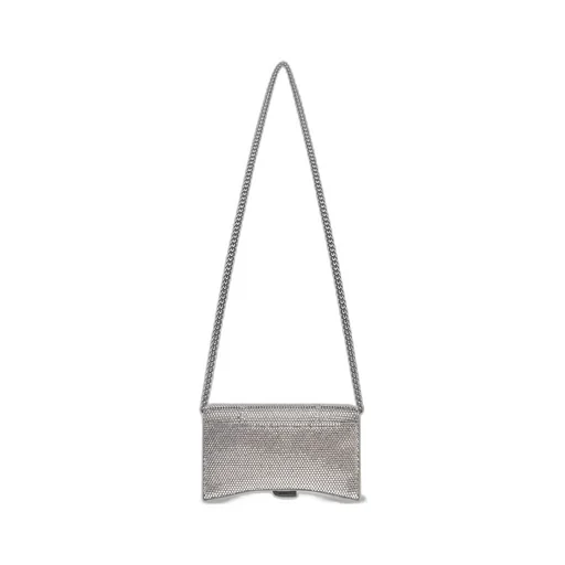 Portafoglio Hourglass Con Catena Con Strass Da Donna In Grigio
